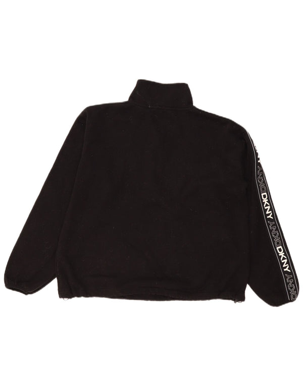 Maglione in pile con collo con zip grafico da donna Dkny UK 14 cotone nero medio