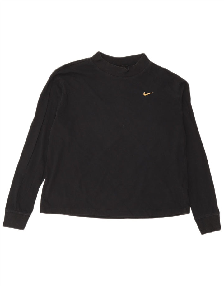 Top Nike da donna a manica lunga UK 10 Small in cotone nero