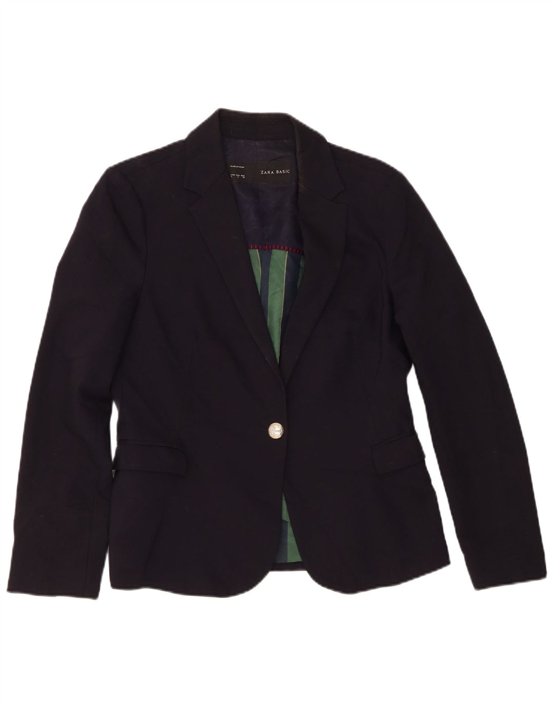 Giacca blazer da donna a 1 bottone Zara UK 14 grande poliestere blu navy