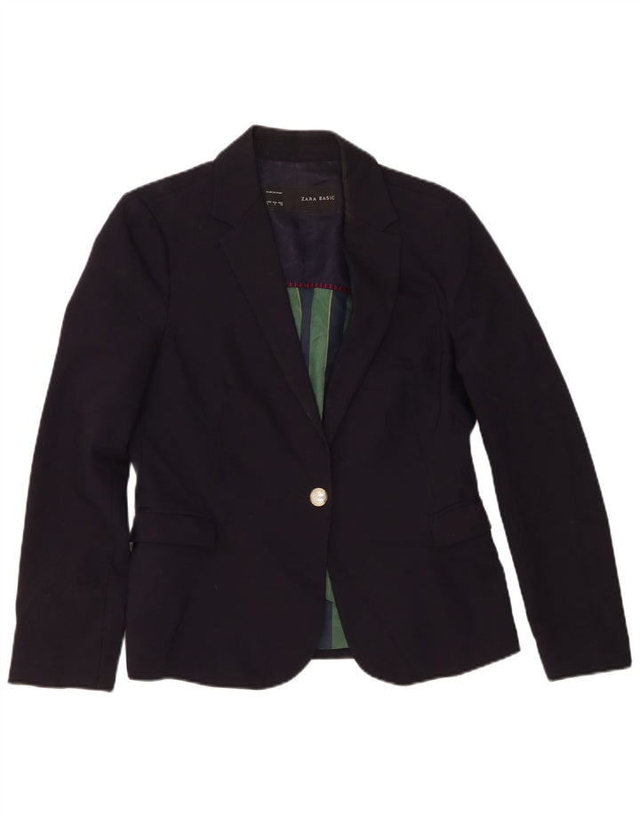 Giacca blazer da donna a 1 bottone Zara UK 14 grande poliestere blu navy
