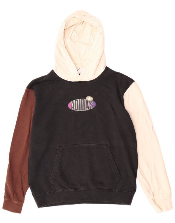 Felpa con cappuccio grafica da donna Adidas UK 12 Medium multicolore Colourblock