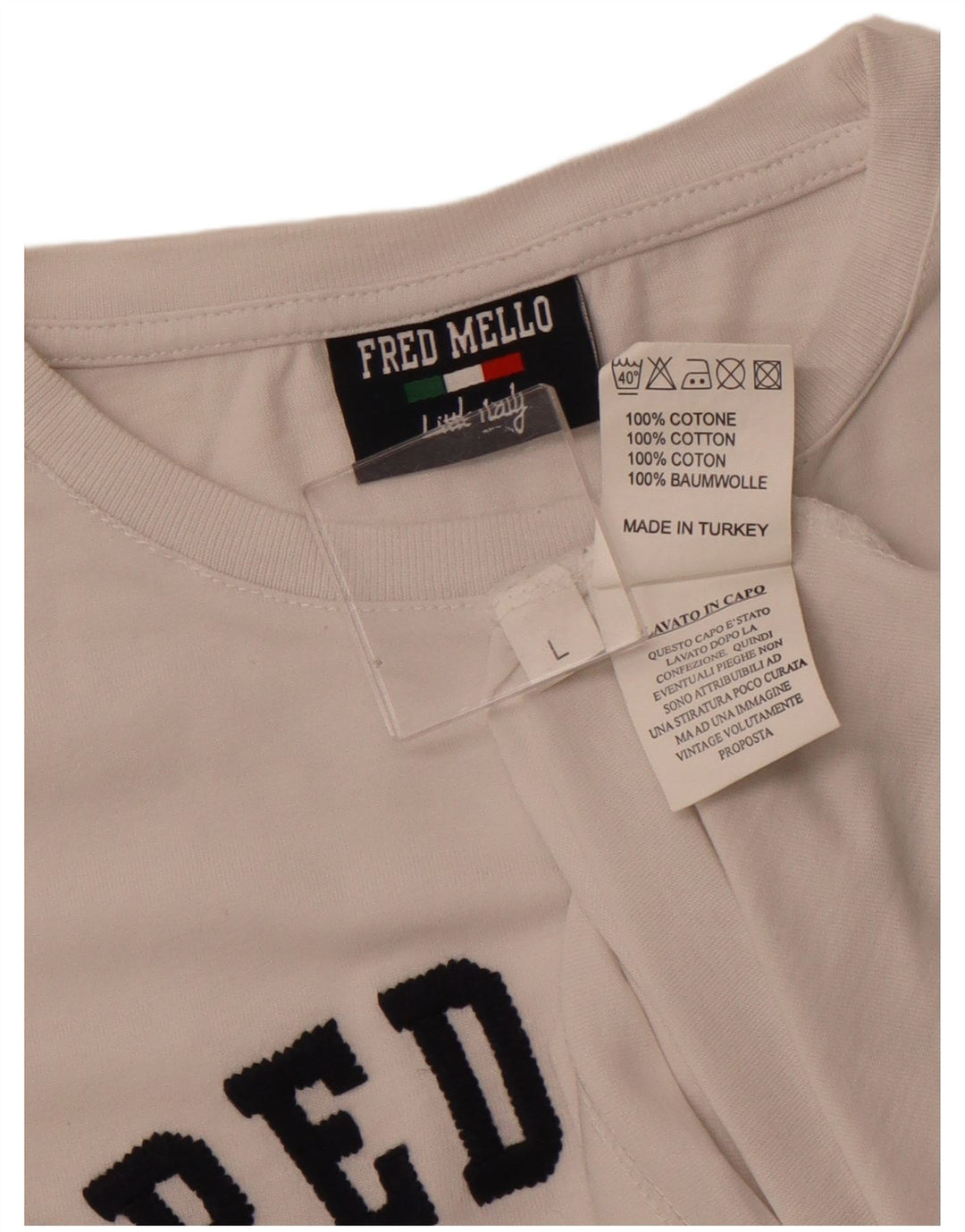 FRED MELLO T-shirt grafica da uomo grande in cotone bianco