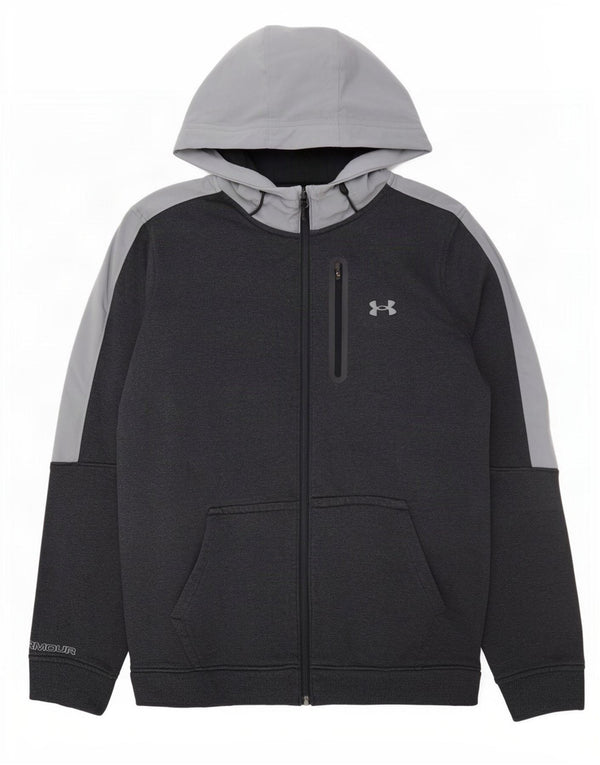 Felpa con cappuccio e zip da uomo Under Armour grande in cotone color block blu navy