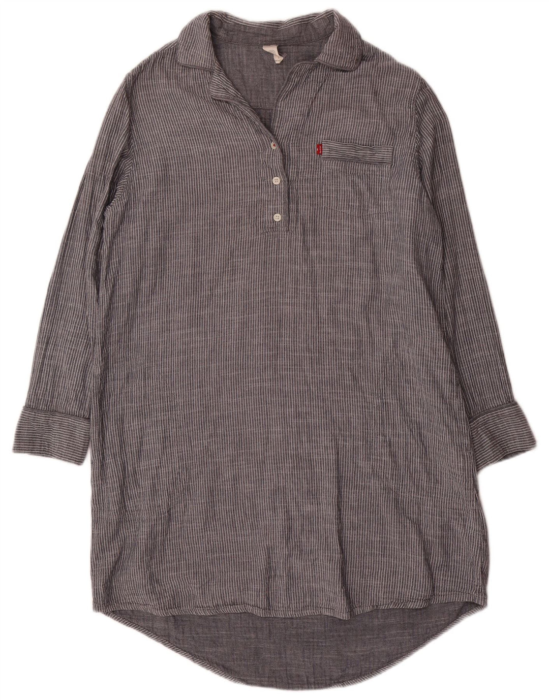 Abito camicia pullover da donna Levi's UK 16 Grande cotone gessato grigio