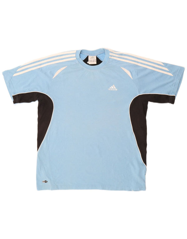 T-shirt ADIDAS da uomo Climalite UK 40/42 Cotone color block blu medio