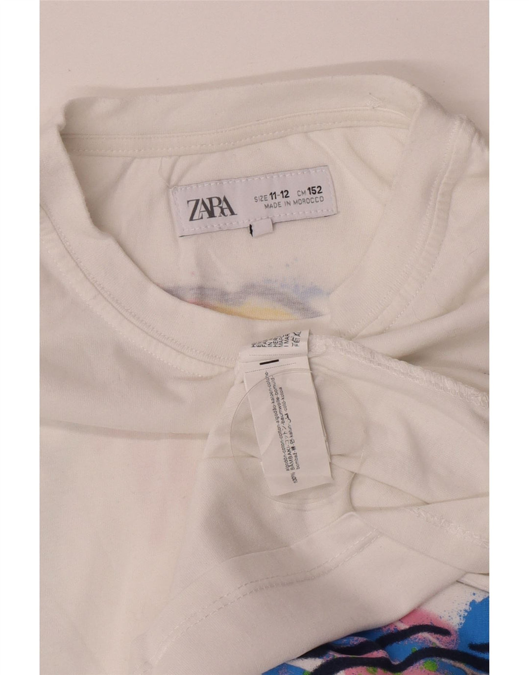 T-shirt grafica Zara per ragazzi 11-12 anni in cotone bianco