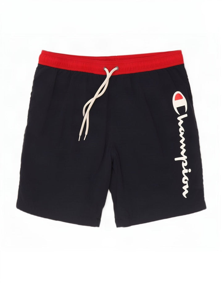 Pantaloncini da bagno grafici da uomo Champion grandi color block blu navy