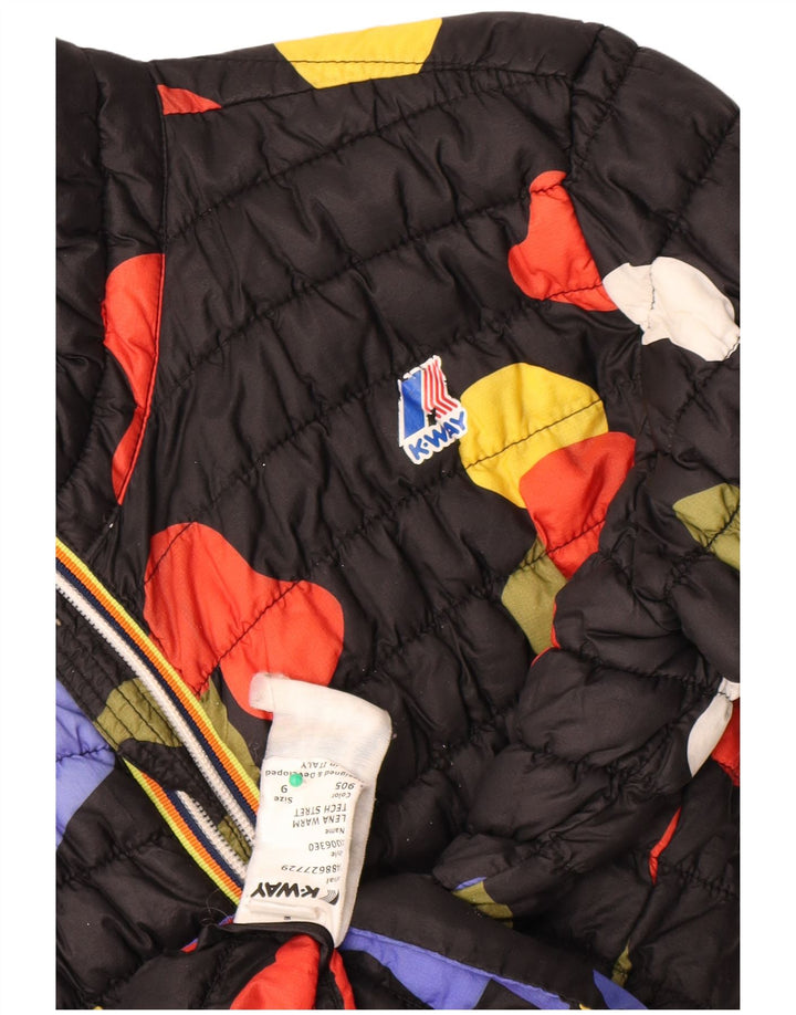 Giacca trapuntata da donna K-Way UK 14 grande nero floreale