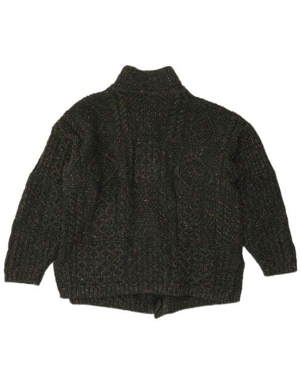 Maglione cardigan da donna vintage UK 16 grande lana screziata verde