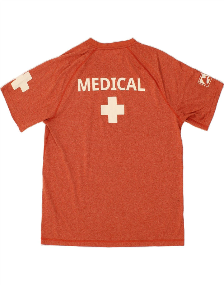 L.L.BEAN Mens Slightly Fitted Graphic T-Shirt Top Medium Orange Polyester Vintage L.L.Bean and Second-Hand L.L.Bean from Messina Hembry 