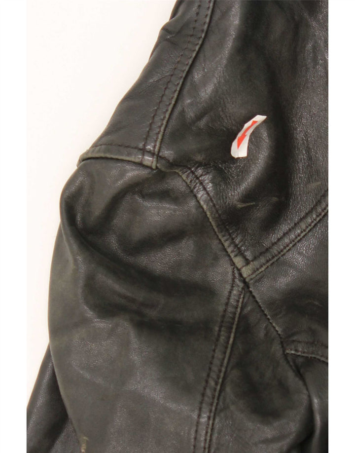 Giacca in pelle da motociclista da donna Massimo Dutti UK 10 piccola nera