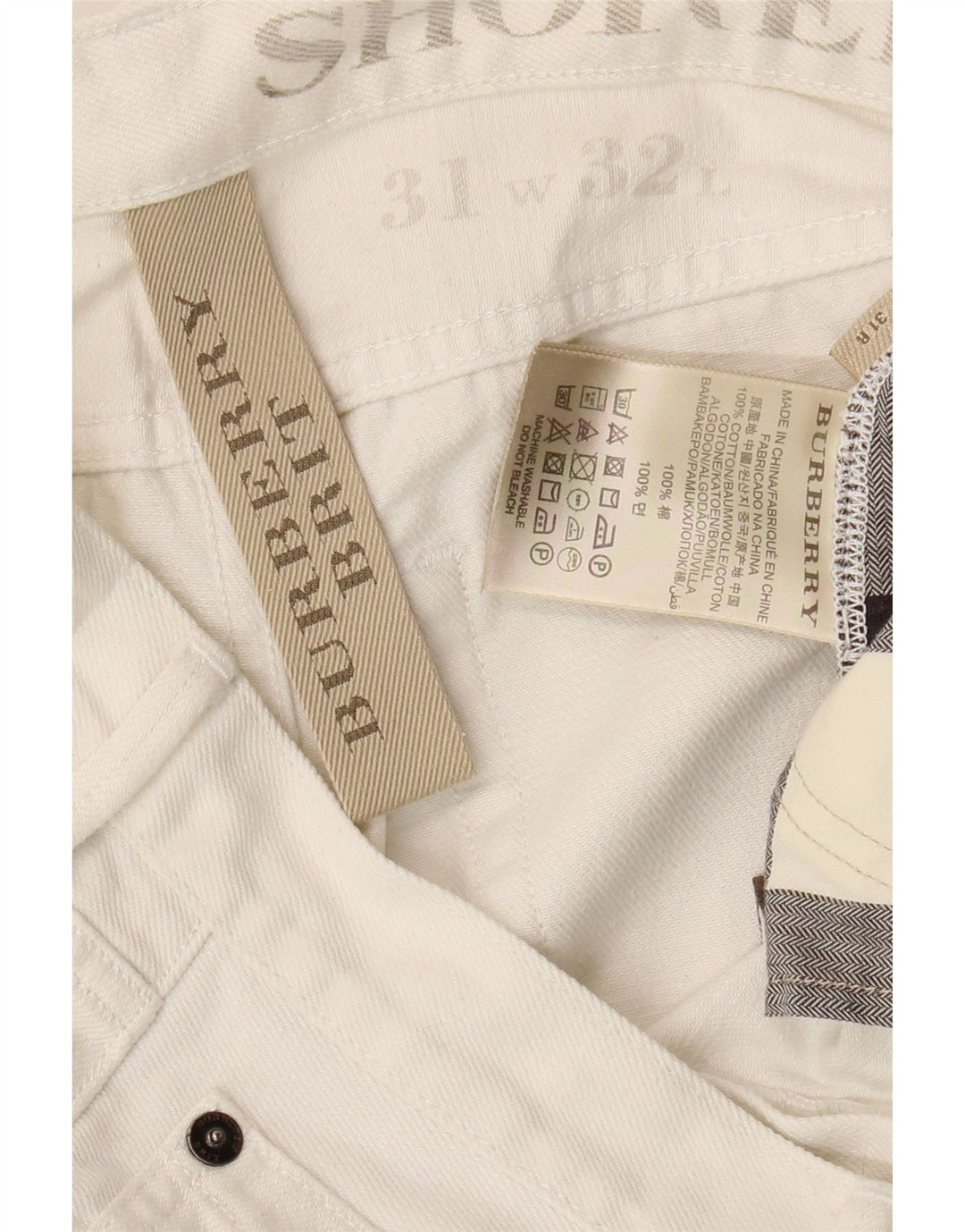 Jeans slim da uomo Burberry W31 L28 cotone bianco