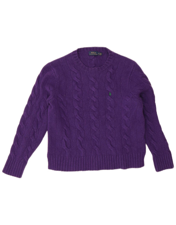 Maglione maglione girocollo da donna Polo Ralph Lauren UK 14 grande viola