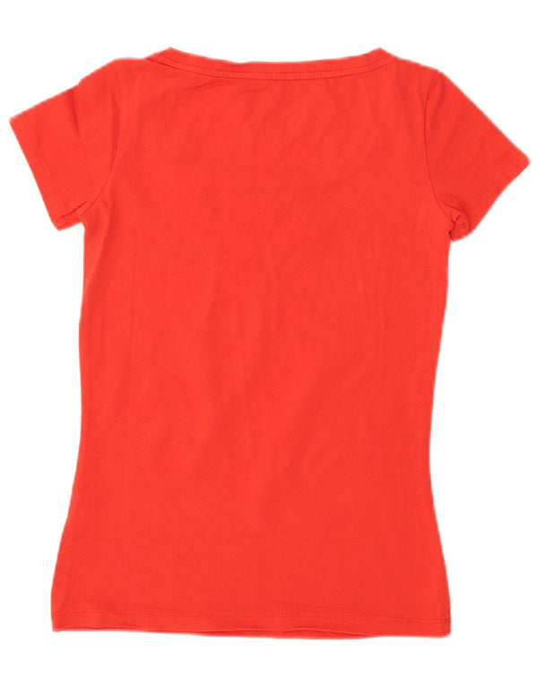 CALVIN KLEIN JEANS T-shirt grafica da donna Top UK 8 Small Rosso Cotone