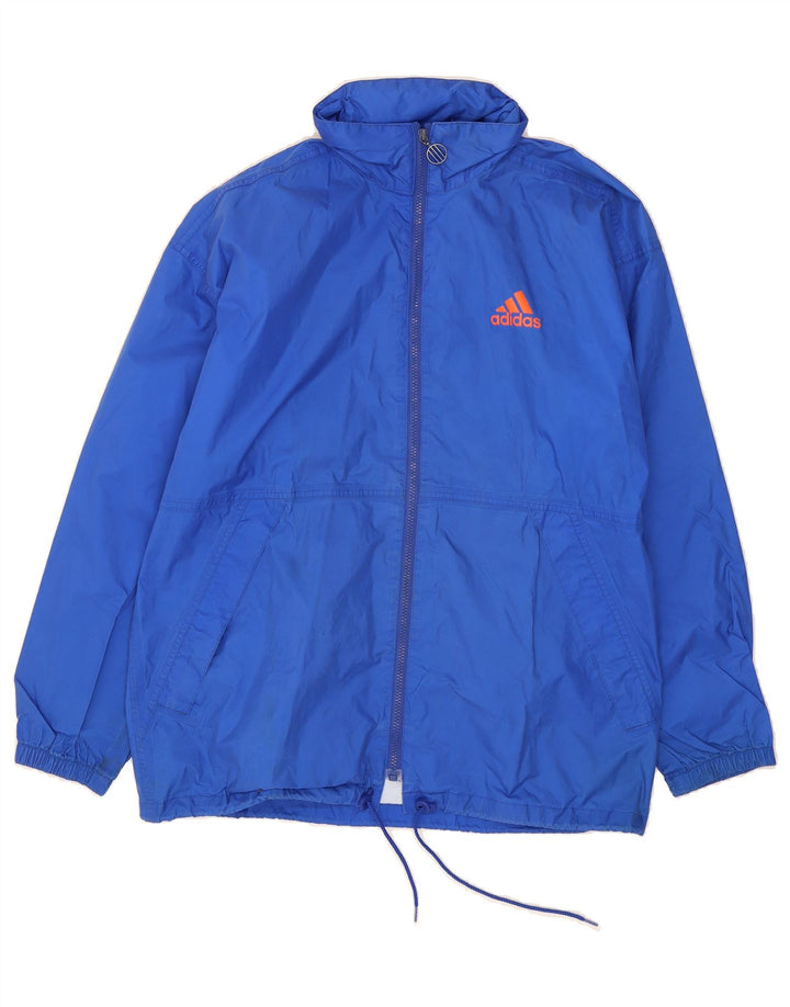 ADIDAS Mens Graphic Rain Jacket UK 38/40 Medium Blue Polyamide Vintage Adidas and Second-Hand Adidas from Messina Hembry 