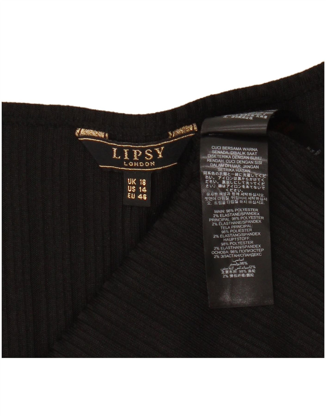 Top camicetta senza maniche da donna Lipsy UK 18 XL poliestere nero