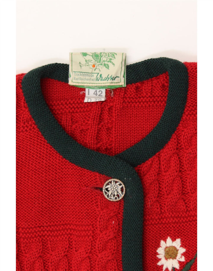 Maglione cardigan da donna VINTAGE IT 42 Rosso medio floreale
