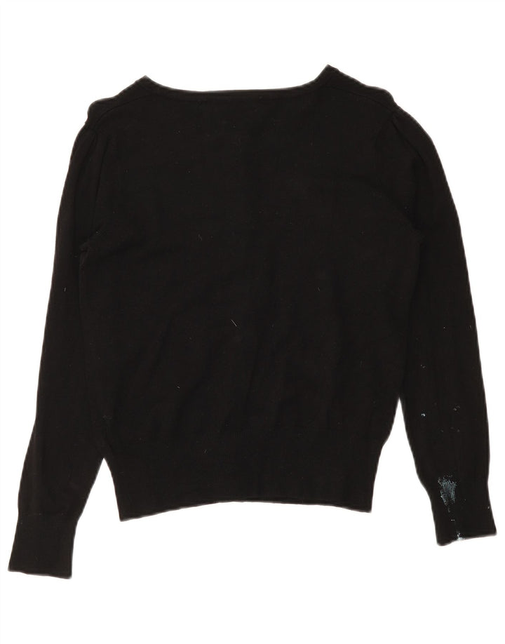 MARKS & SPENCER Maglione cardigan corto da donna UK 8 piccolo viscosa nera