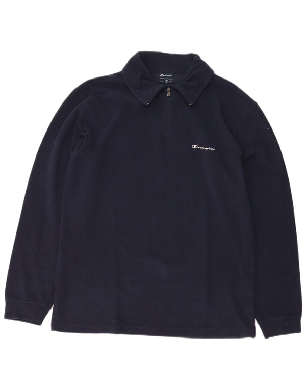 Maglione in pile da uomo con zip e collo Champion, grande, in poliestere blu navy