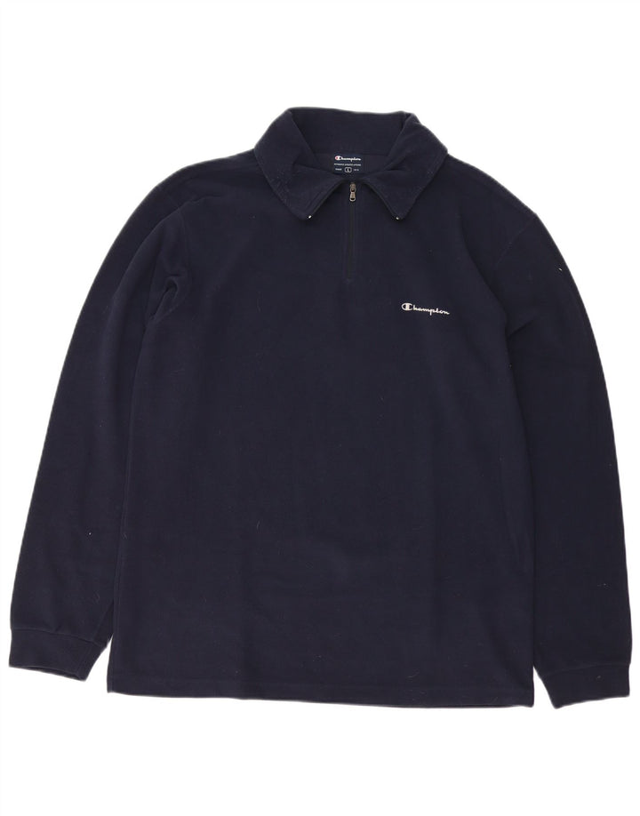 Maglione in pile da uomo con zip e collo Champion, grande, in poliestere blu navy