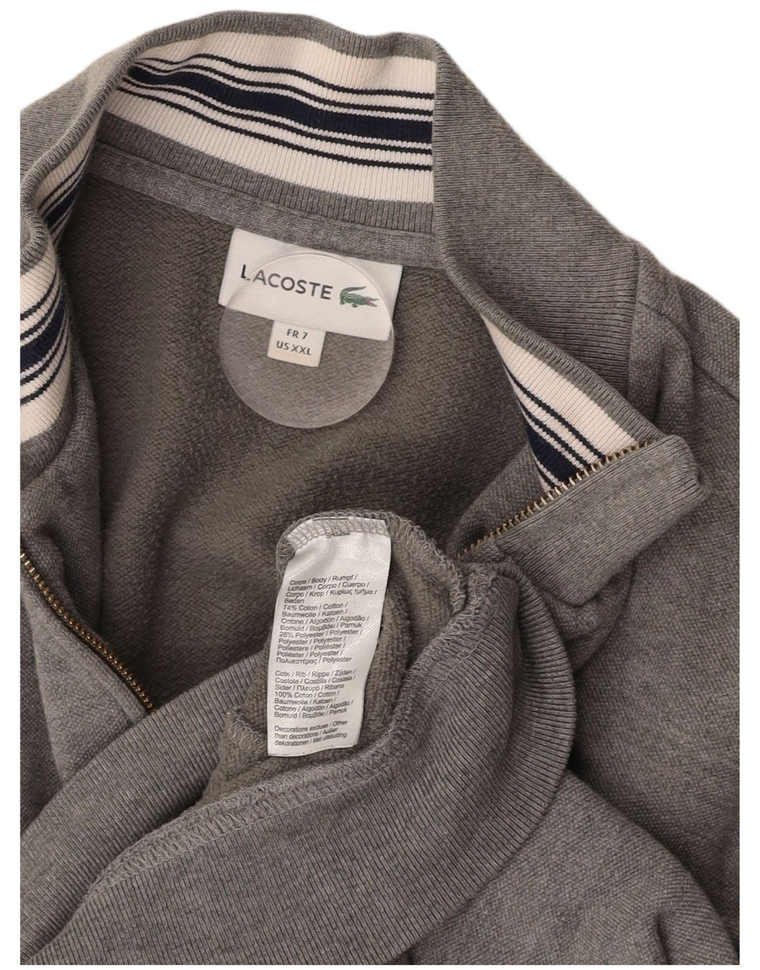 Giacca da tuta da uomo LACOSTE taglia 7 2XL cotone grigio