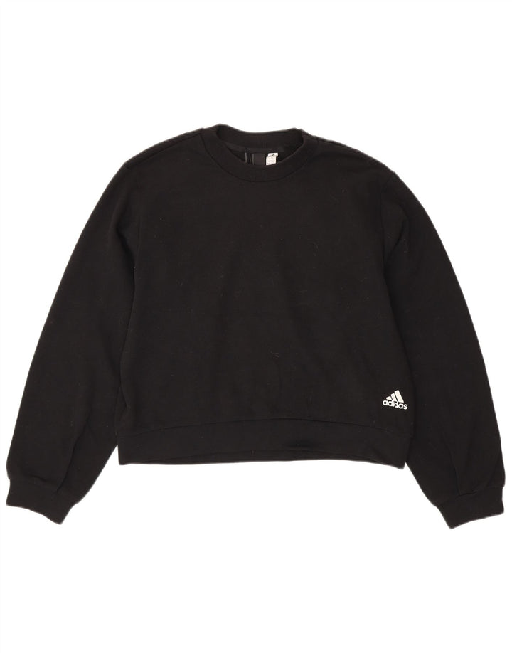 Felpa corta oversize da donna ADIDAS UK 8/10 piccola nera