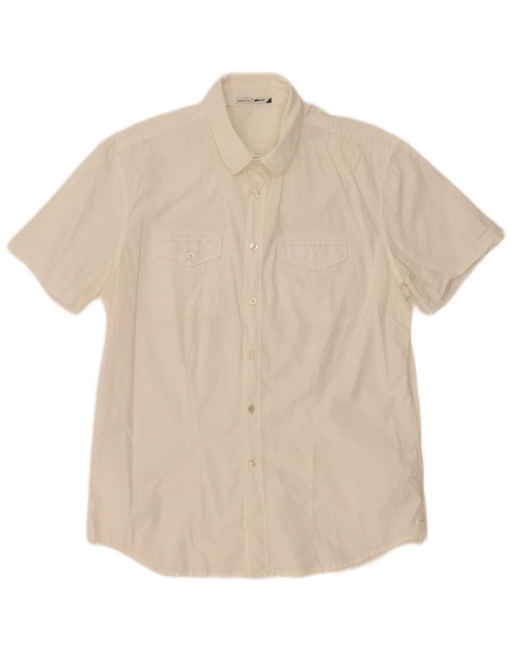 Camicia a maniche corte da uomo Gas XL in cotone bianco