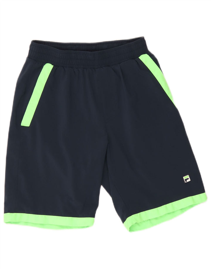 Pantaloncini sportivi da uomo Fila, poliestere color block medio blu navy