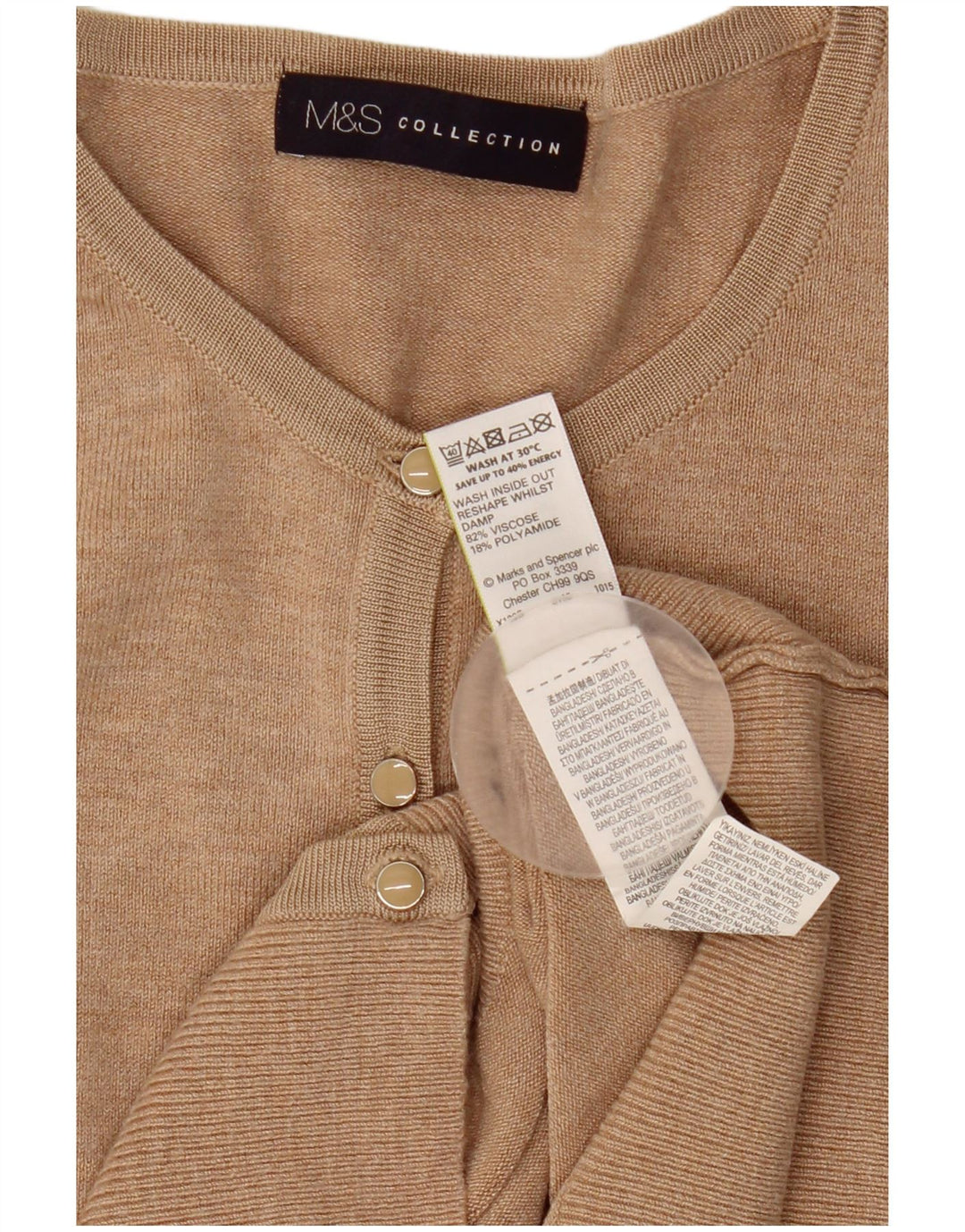 Maglione cardigan da donna Marks & Spencer UK 12 Viscosa beige medio