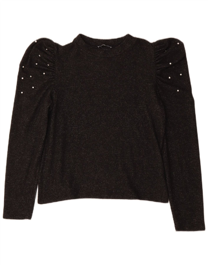 Maglia ZARA Donna Manica Lunga UK 14 Large Grigio