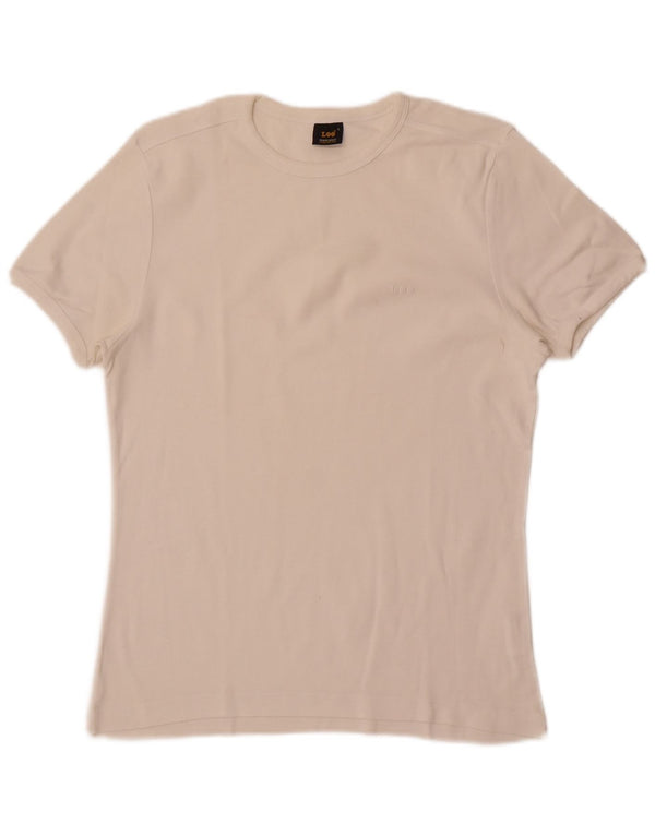 Maglietta da donna Lee Top UK 14 grande cotone bianco
