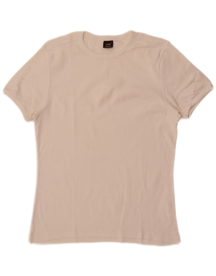 Maglietta da donna Lee Top UK 14 grande cotone bianco