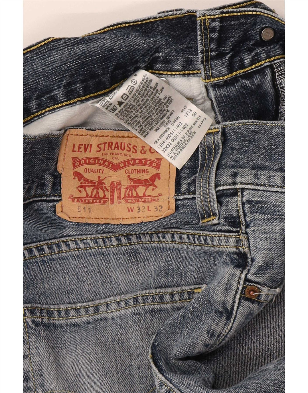 Levi's Uomo 511 Slim Jeans W32 L32 Cotone Blu