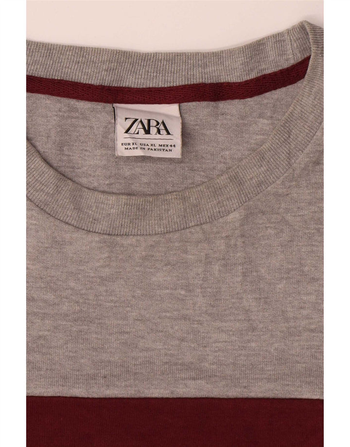 Maglione maglione girocollo da uomo Zara XL in cotone color block multicolore