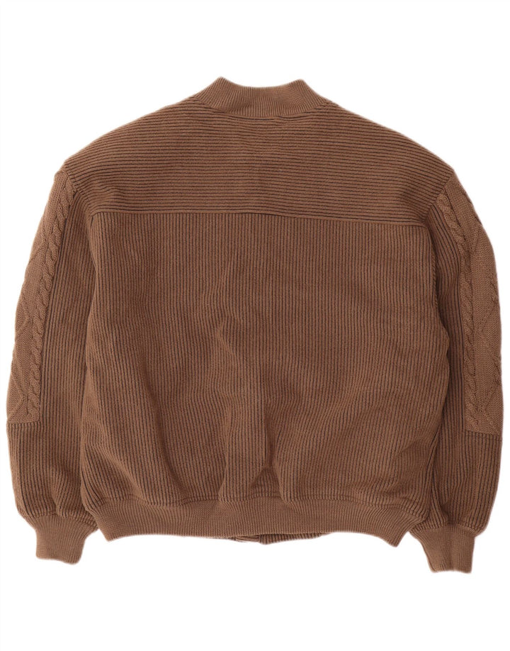 UMBERTO VALLATI Giubbotto bomber in maglia da uomo IT 52 XL Marrone geometrico