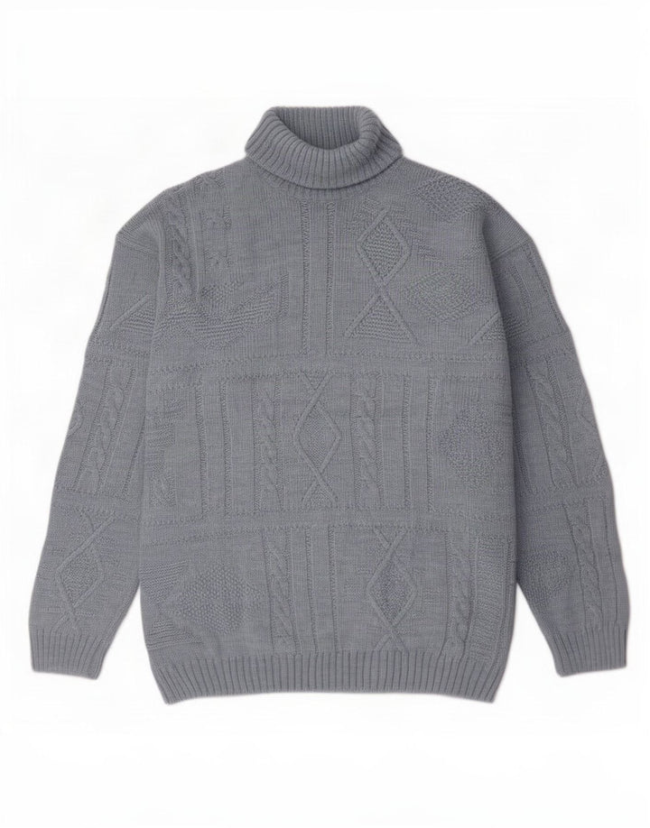 Maglione da uomo Settebello con collo alto in lana blu medio