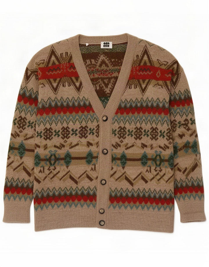 Quadro Maglione cardigan da uomo beige medio geometrico