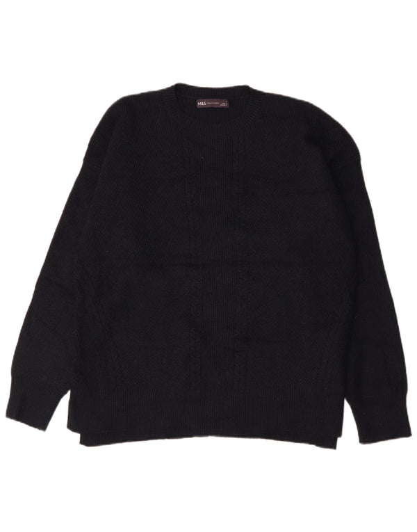 Maglione maglione girocollo da uomo Marks & Spencer grande in viscosa blu navy