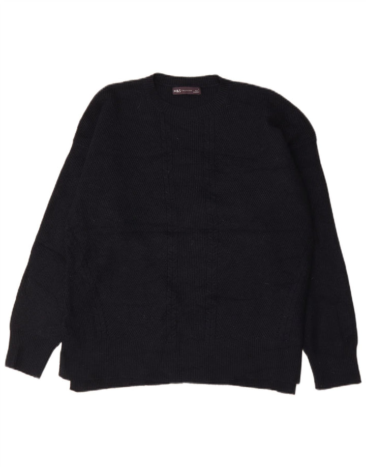 Maglione maglione girocollo da uomo Marks & Spencer grande in viscosa blu navy