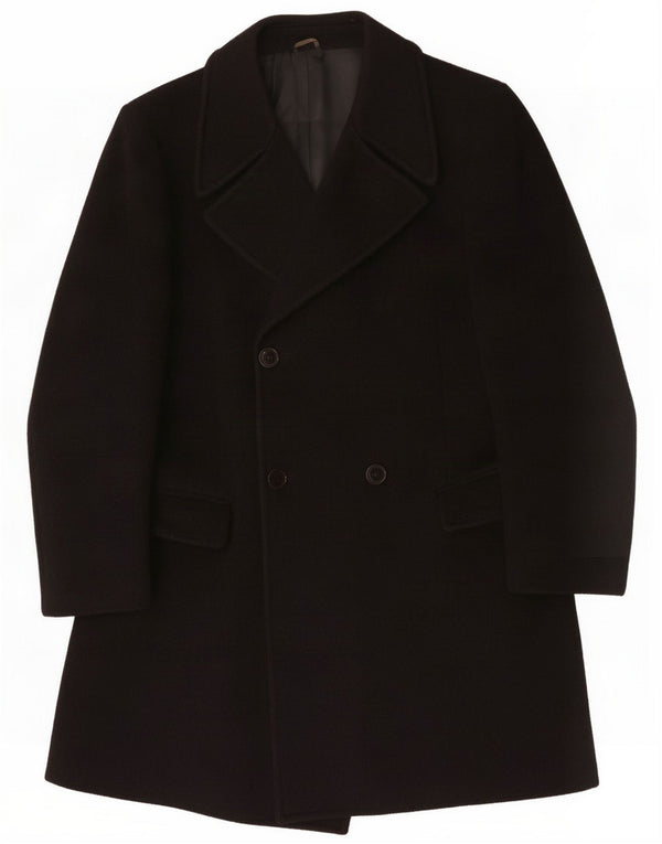 Cappotto doppiopetto vintage da uomo UK 36 piccolo nero