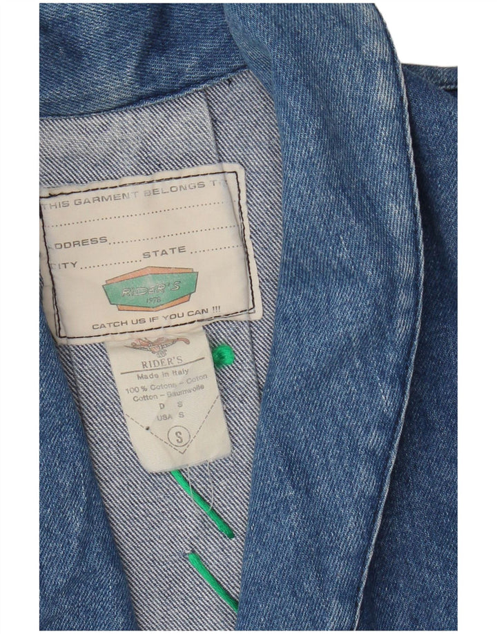 Giacca in denim vintage da donna corta UK 10 piccolo cotone blu