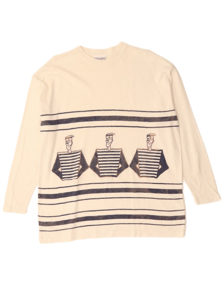 Sevres Top grafico da uomo a maniche lunghe XL a righe bianche