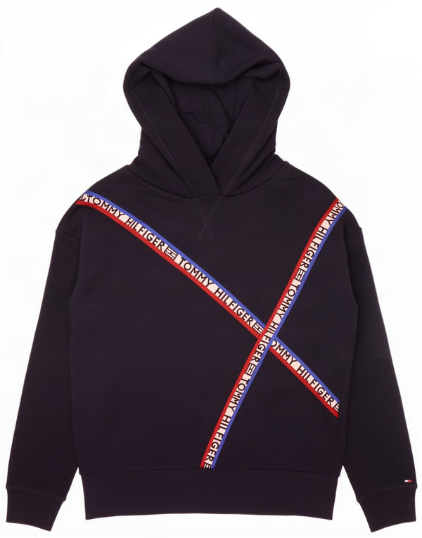 Maglione con cappuccio da donna Tommy Hilfiger UK 14 Medium Navy Blue Colourblock