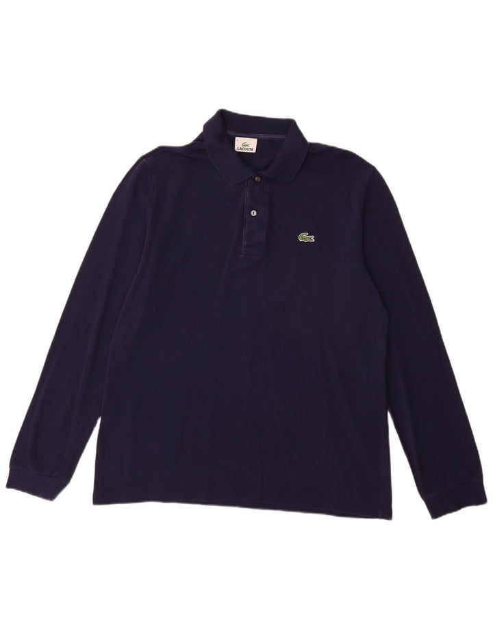 Polo LACOSTE da uomo a maniche lunghe taglia 4 cotone medio blu navy