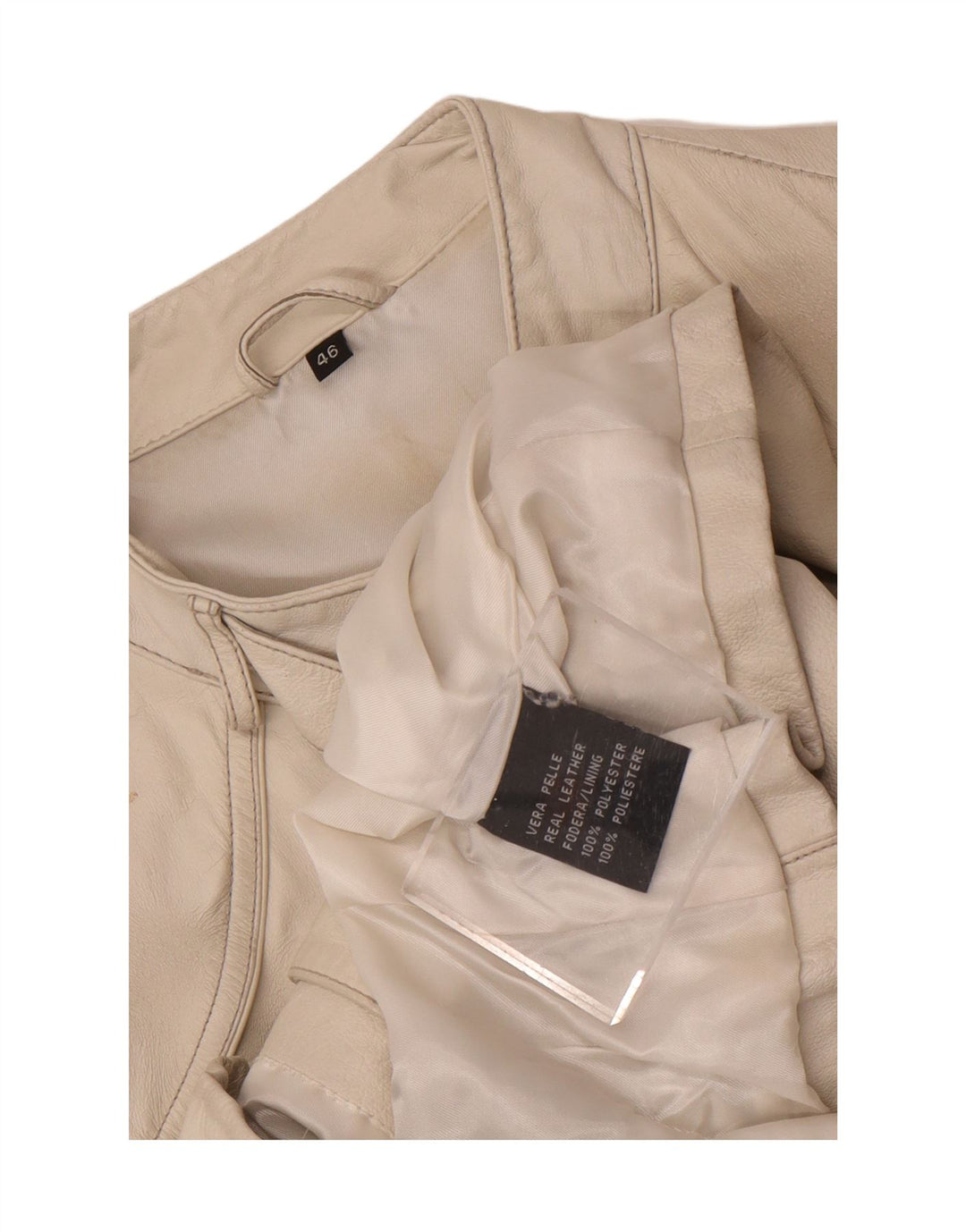 Giacca da corsa in pelle da donna vintage IT 46 grande in pelle bianca