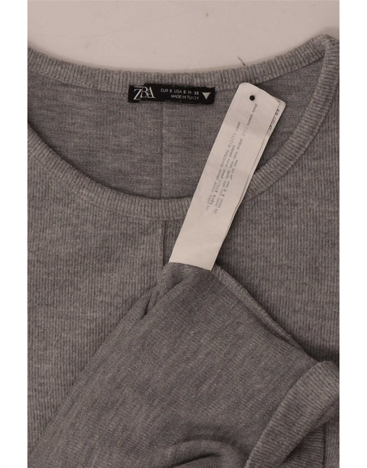 Abito T-shirt da donna Zara UK 8 piccolo poliestere grigio