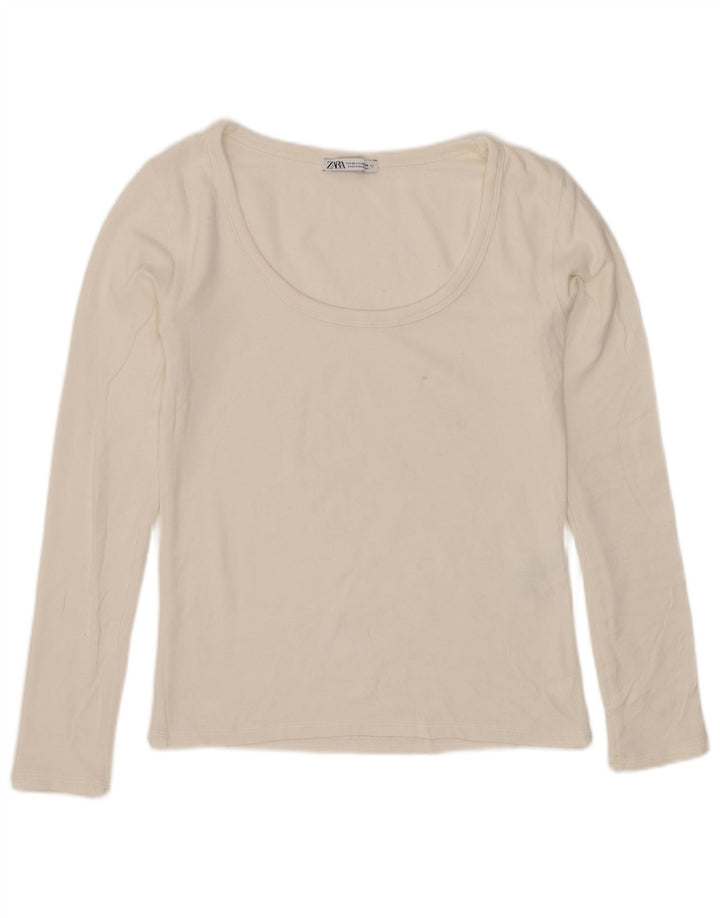 Top corto da donna Zara a maniche lunghe UK 12 cotone bianco medio