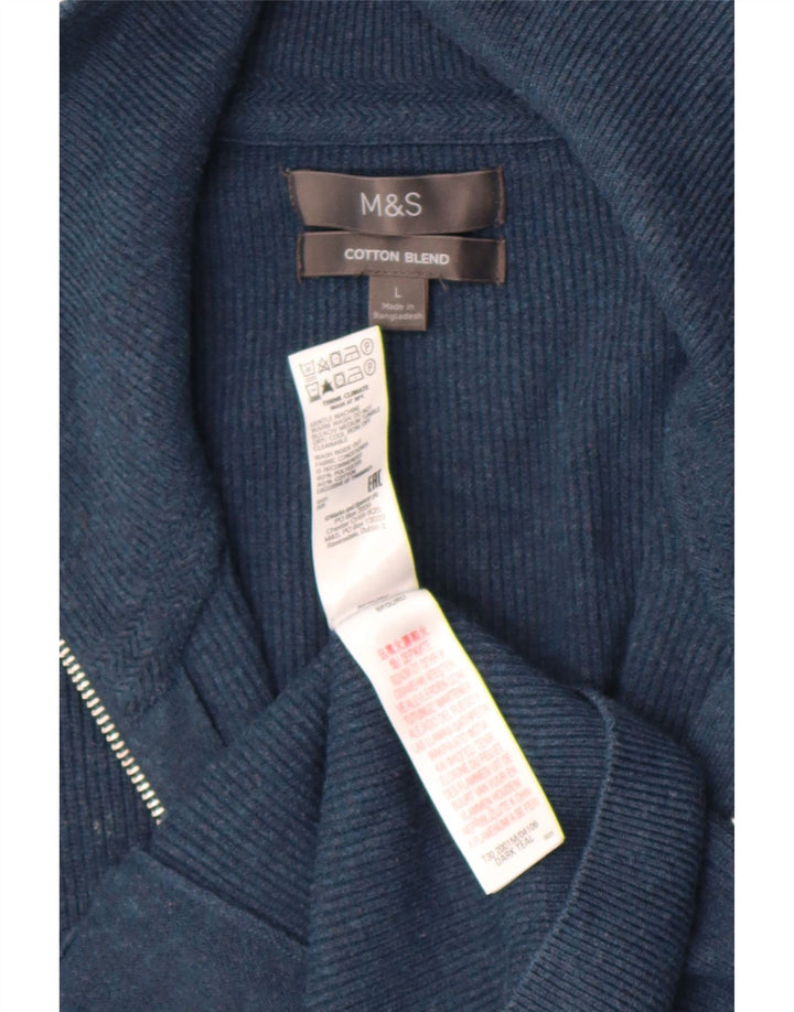 Maglione cardigan da uomo Marks & Spencer grande poliestere blu navy