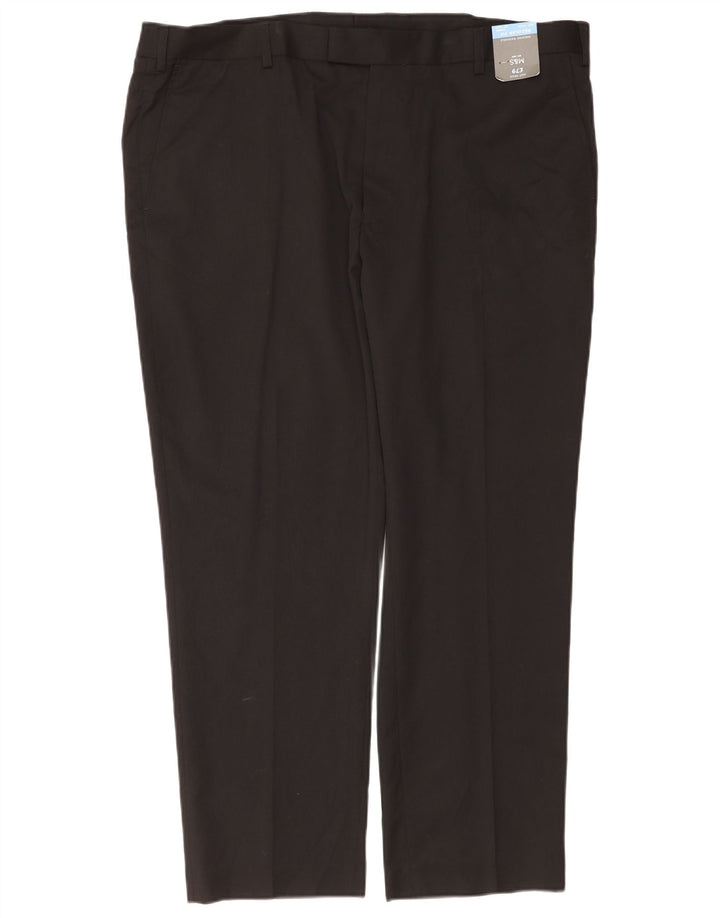Pantaloni da abito vestibilità regolare da uomo Marks & Spencer W42 L29 poliestere nero