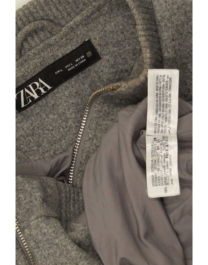 Giubbotto bomber da uomo Zara UK 40 grande poliestere chiazzato grigio